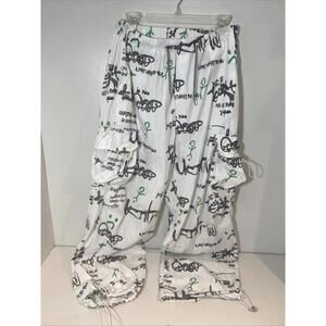 Jin Jia Jia Classic Graphic Parachute Pants Stretch Band With Tie 29 Length